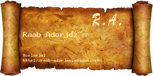 Raab Adorján névjegykártya